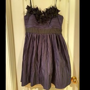 Purple strapless taffeta party dress 14